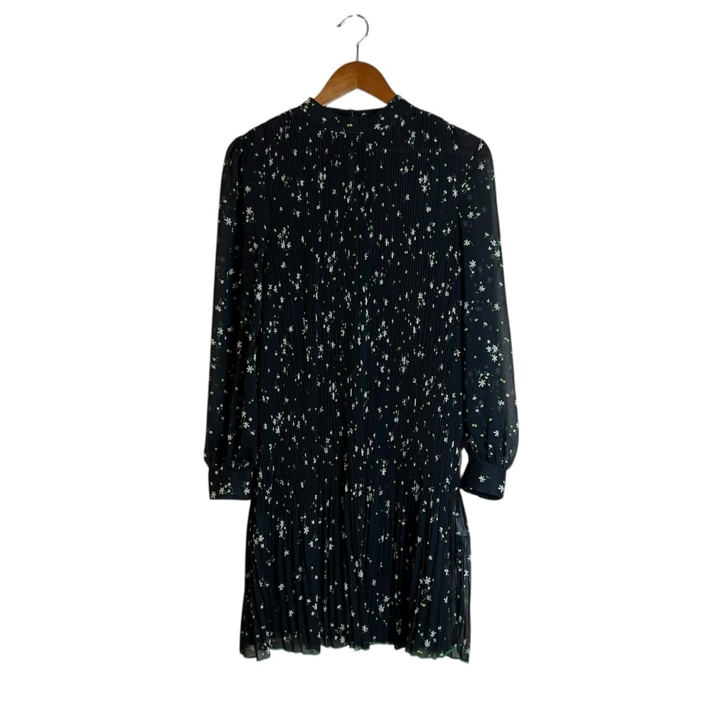 Hush long sleeve black‎ floral crinkle dress